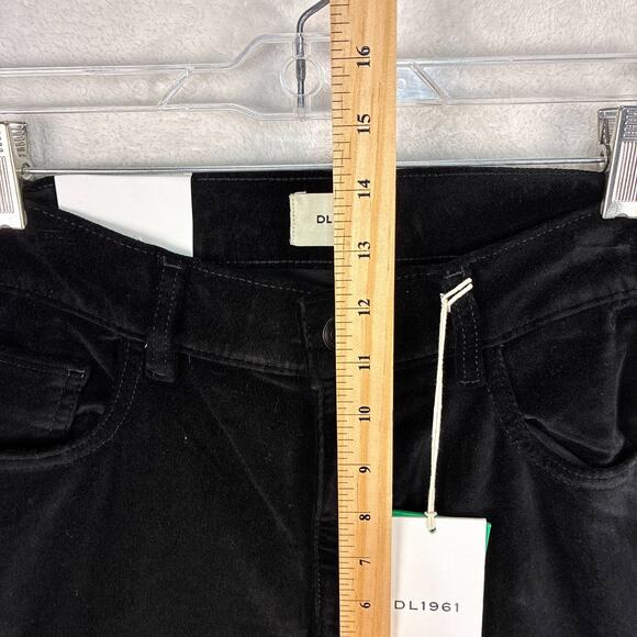 DL1961 Hepburn Wide Leg Pants Womens 30 Black Velvet Retro Goth Skater Preppy - Picture 3 of 11